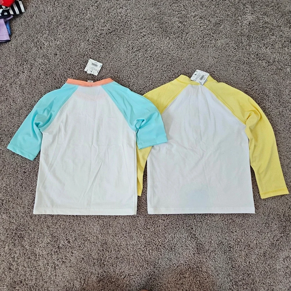 Janie and Jack Rash Guard Kids Size 5 Lot of 2 New UPF 50+ Nautical Flamingo Sun